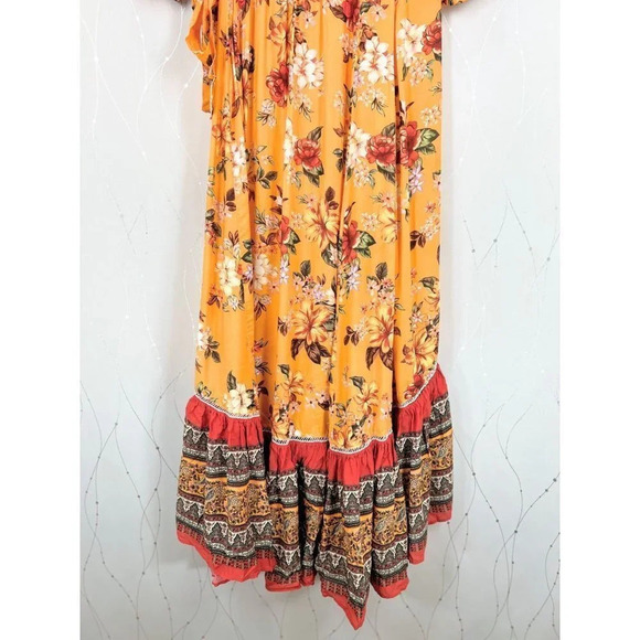 NWT FARM Rio Anthropologie Soigne Gold Maxi Dress $230 - Picture 13 of 13